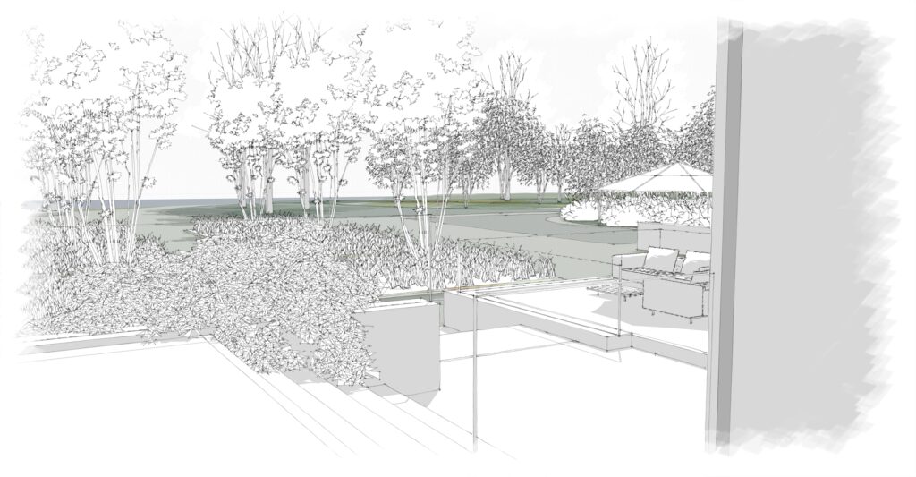 Elevation from side of house