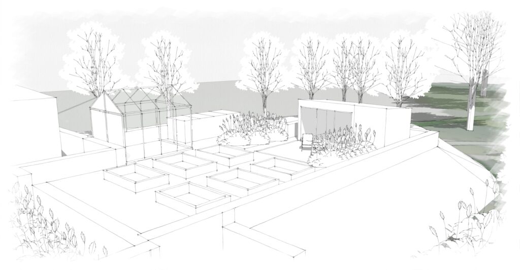 Elevation of kitchen garden